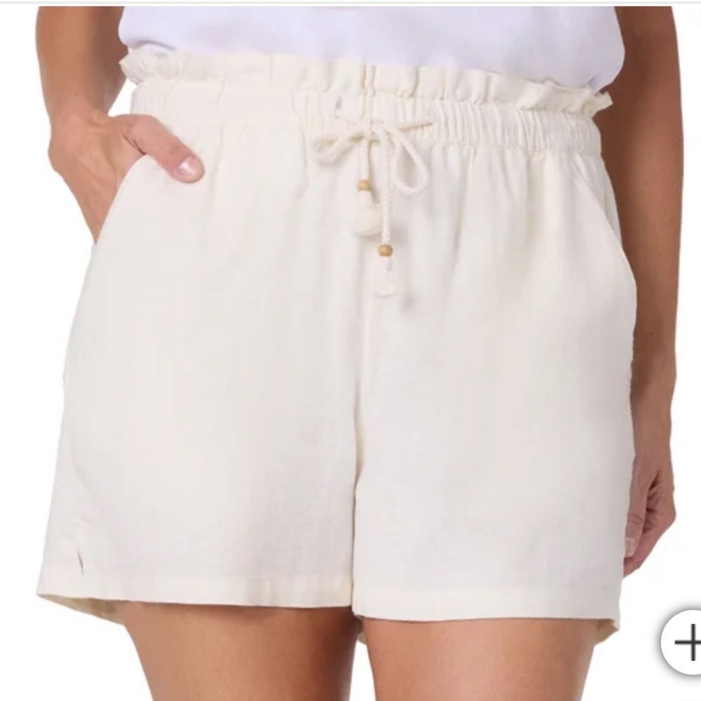 New Hang Ten‎ Women's Linen Blend Short cream S M L drawstring